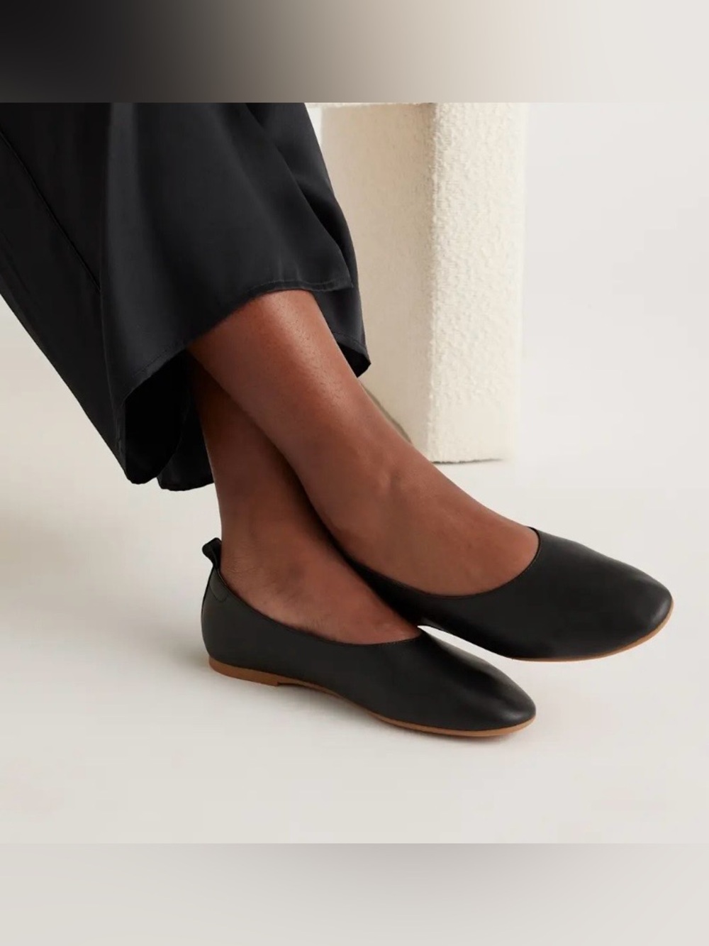 Quince Italian Leather Glove Ballet Flat - Size 10 - black